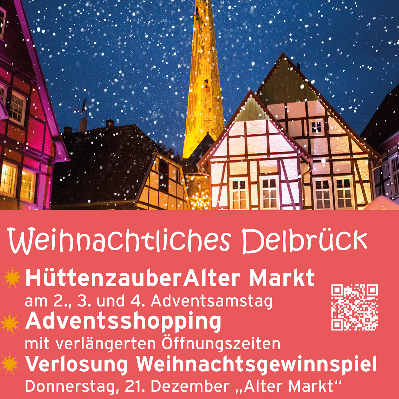 Weihnachtliches Delbrück lädt zum Adventsshopping und zum „Hüttenzauber am Alten Markt“ ein!