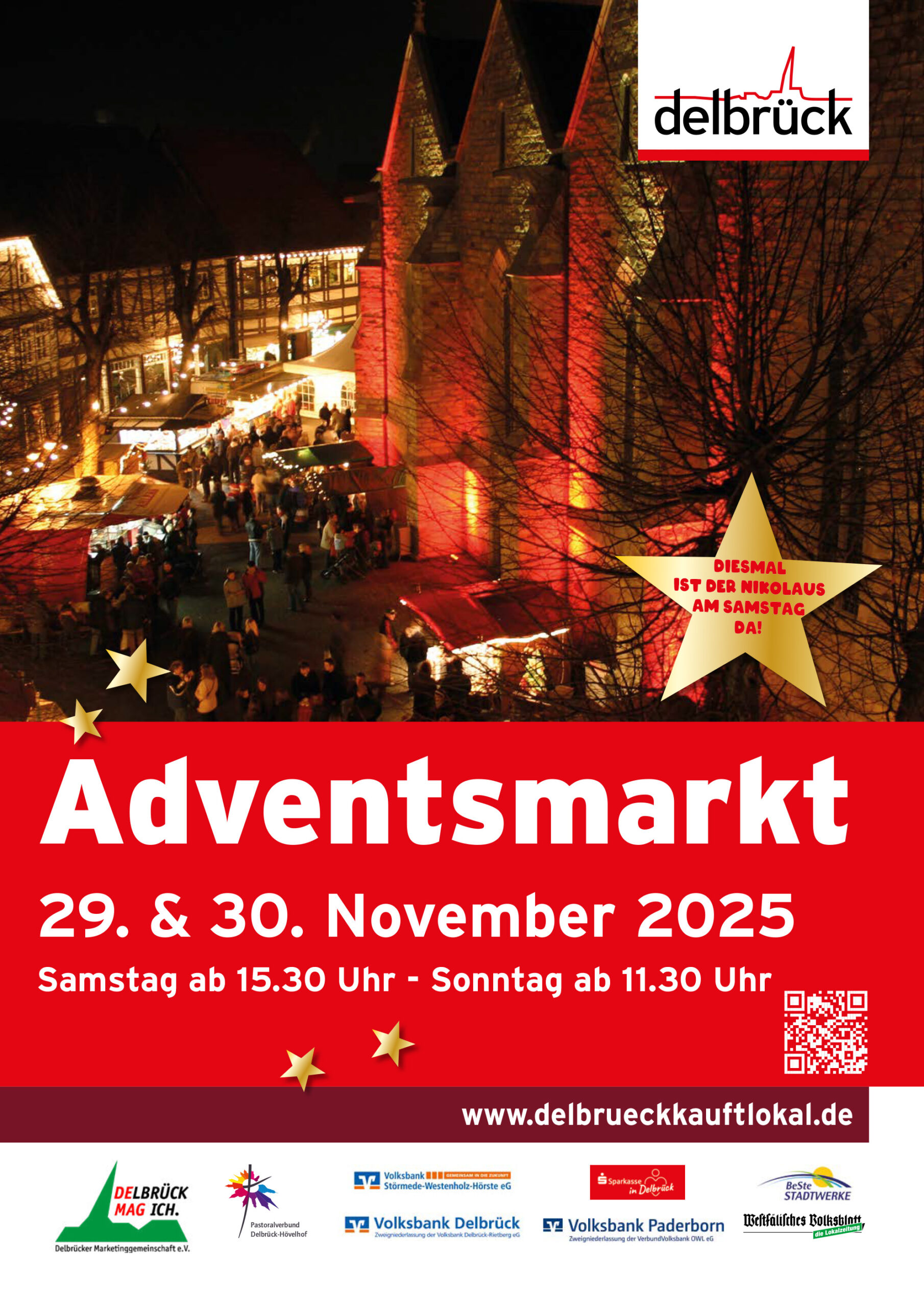 Adventsmarkt in Delbrück auf dem historischen Kirchplatz